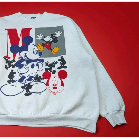 Vintage 90s Crewneck Sweater Mickey Mouse Size XL TULTEX Made In USA